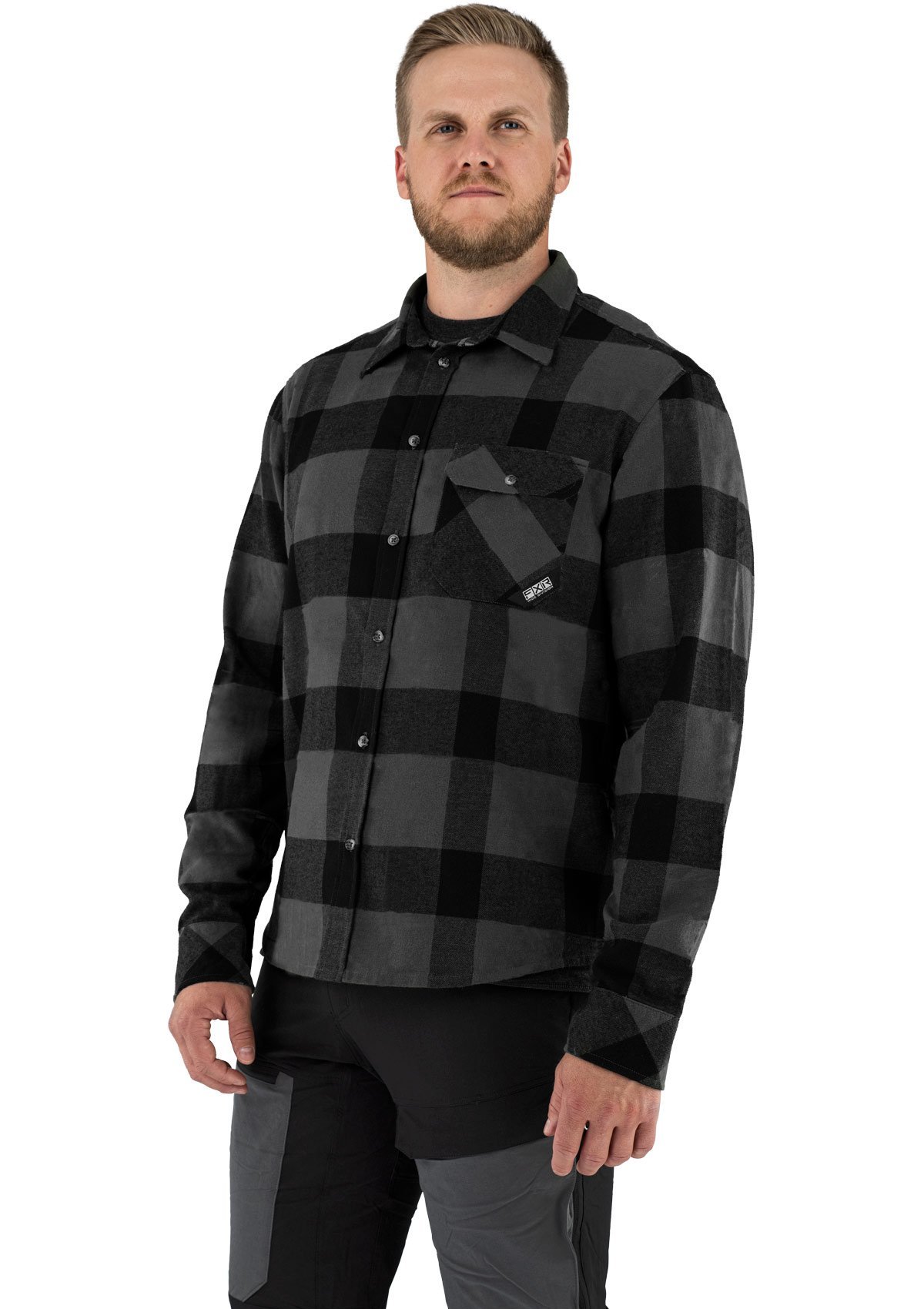FXR Timber 21 Mens Long Sleeve Button Up Flannel Shirt Charcoal/Black ...