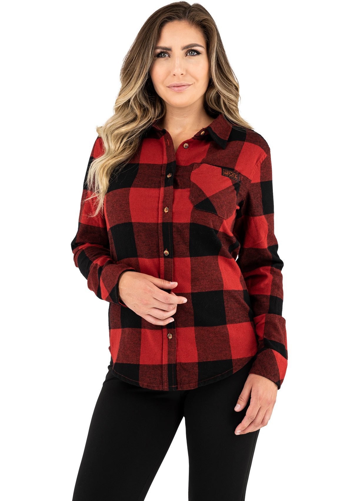 FXR Timber 21 Womens Long Sleeve Button Up Flannel Shirt Rust Black | eBay
