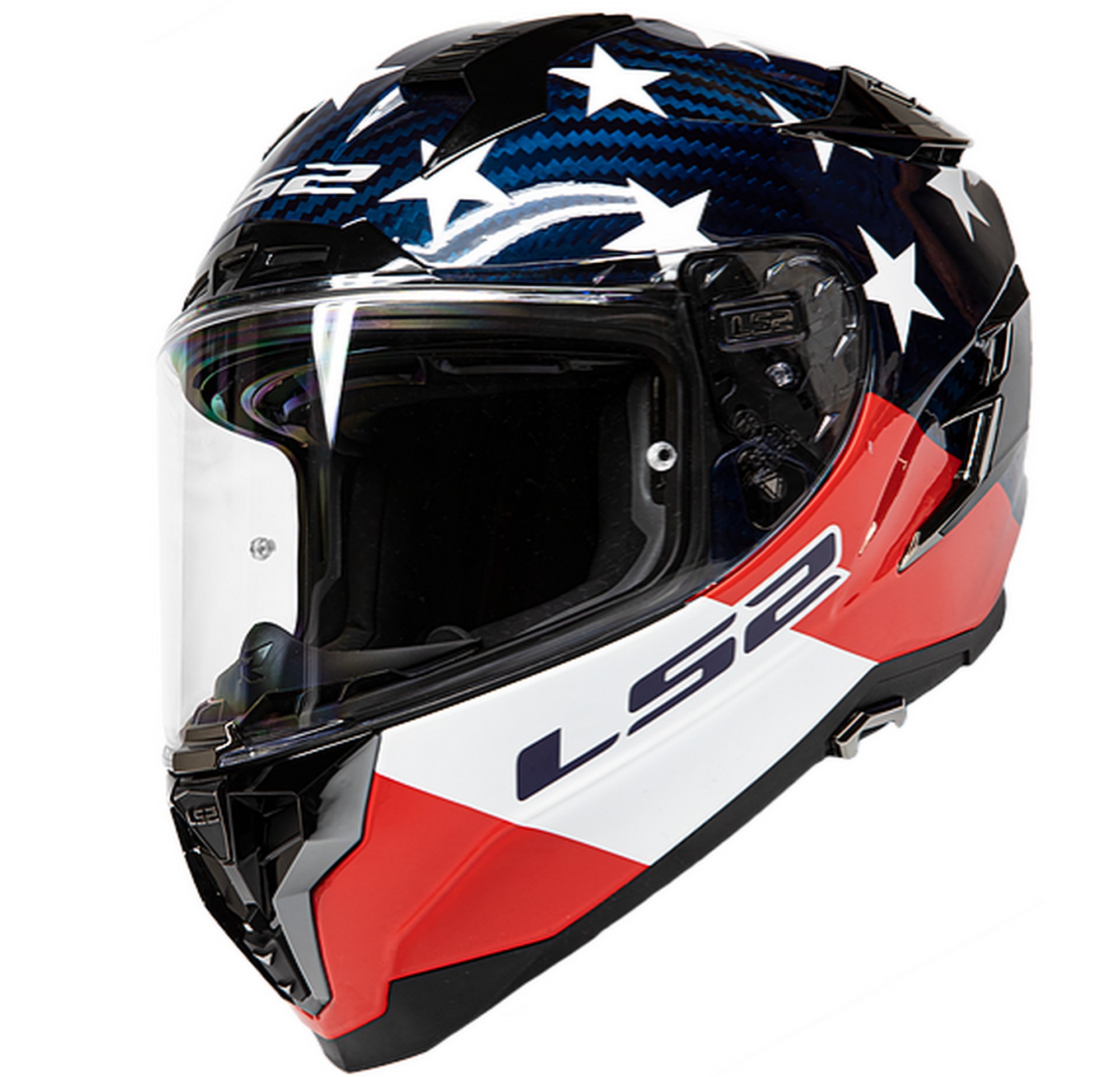 LS2 Challenger Carbon Americarbon Motorcycle Helmet Gloss Red